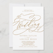 SOPHIA Goud Wit Modern Klassiek Elegant Huwelijk Kaart (Voorkant)