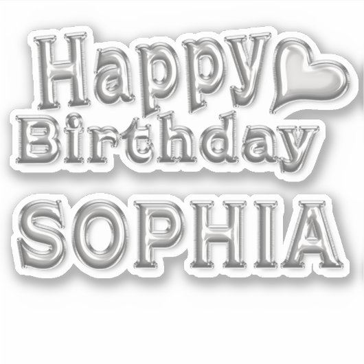 Sophia Happy Birthday silver Aufkleber Sticker (Voorkant)