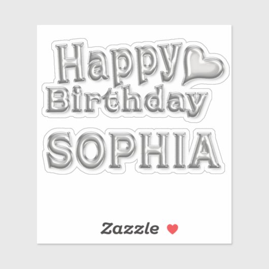 Sophia Happy Birthday silver Aufkleber Sticker (Vel)
