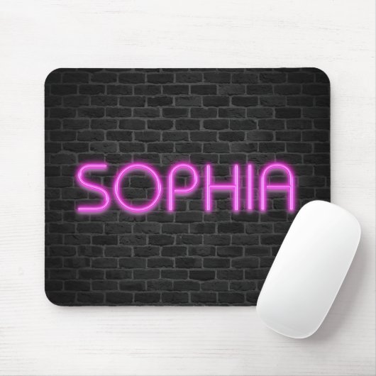 SOPHIA in roze neonverlichting Muismat (Met muis)