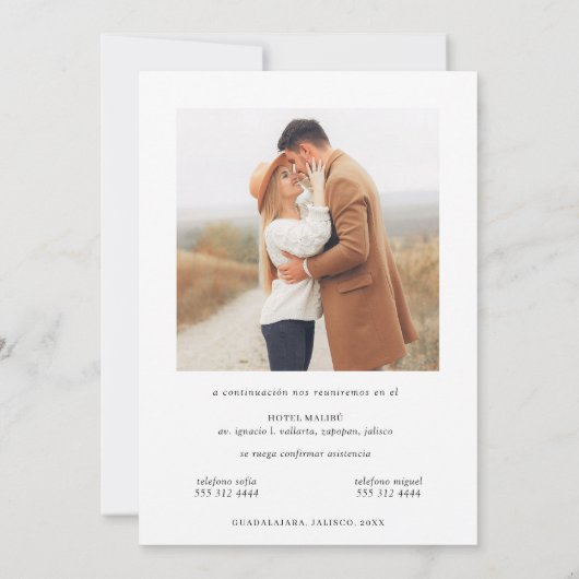 Sophia Invitación Boda Catolica Spaanse bruiloft Kaart (Achterkant)