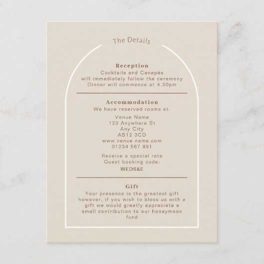 SOPHIA Modern Desert Boho Arch Details Kaart (Voorkant)