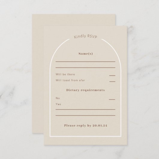 SOPHIA Modern Desert Boho Arch Response Kaart (Voorkant / Achterkant)