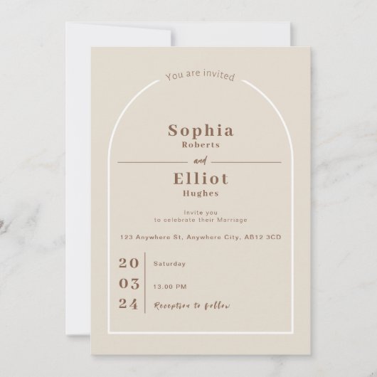 SOPHIA Modern Desert Boho Arch Wedding Uitnodiging (Voorkant)