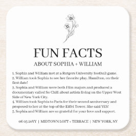Sophia Moderne Huwelijksreceptie Leuke Feiten Kartonnen Onderzetters