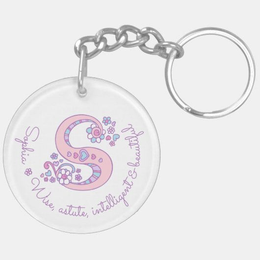 Sophia monogram letter S naam en betekenis Sleutelhanger (Achterkant Links)
