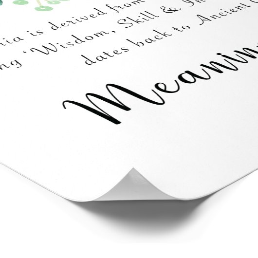 Sophia naam betekenis print met roze bloemen  (Hoek)