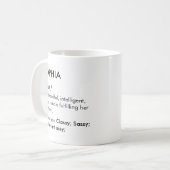 Sophia naam, Bewerkbare naam, Aangepaste naam Koffiemok (Voorkant links)