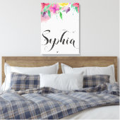 Sophia naam teken Sophia floral Calligraphy Baby Canvas Afdruk (Insitu (Slaapkamer))