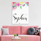 Sophia naam teken Sophia floral Calligraphy Baby Canvas Afdruk (Insitu (Woonkamer))