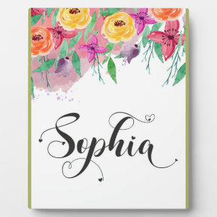 Sophia naam teken Sophia floral Calligraphy Baby Fotoplaat