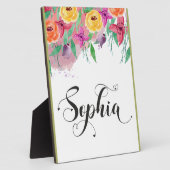 Sophia naam teken Sophia floral Calligraphy Baby Fotoplaat (Zijkant)