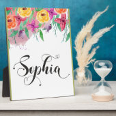 Sophia naam teken Sophia floral Calligraphy Baby Fotoplaat (Zijkant)