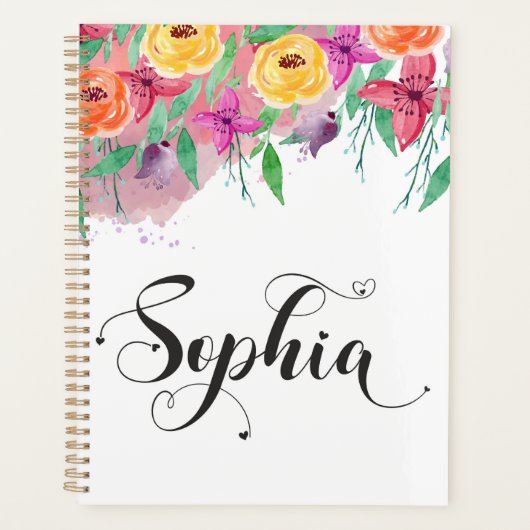 Sophia naam teken Sophia floral Calligraphy Baby Planner (Voorkant)