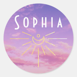 Sophia naamstickers rond sunshine boho hippie ronde sticker