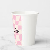 Sophia Name Custom Mug Cup Party Pink Check Grid Papieren Bekers (Links)