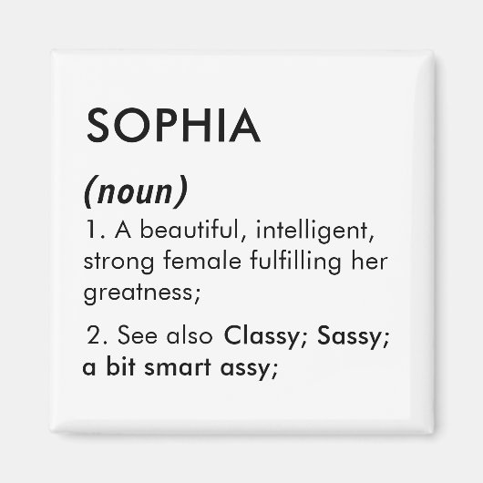 Sophia name, Editable name, Custom name Magneet (Voorkant)