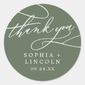 SOPHIA Olive Green Wedding Dank u Sticker (Voorkant)