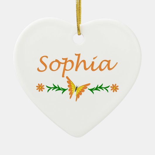 Sophia (Oranje vlinder) Keramisch Ornament (Voorkant)