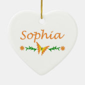 Sophia (Oranje vlinder) Keramisch Ornament (Achterkant)