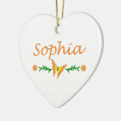 Sophia (Oranje vlinder) Keramisch Ornament (Links)