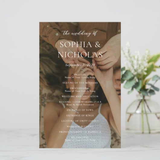 Sophia Photo Modern huwelijksprogramma (Staand voorkant)