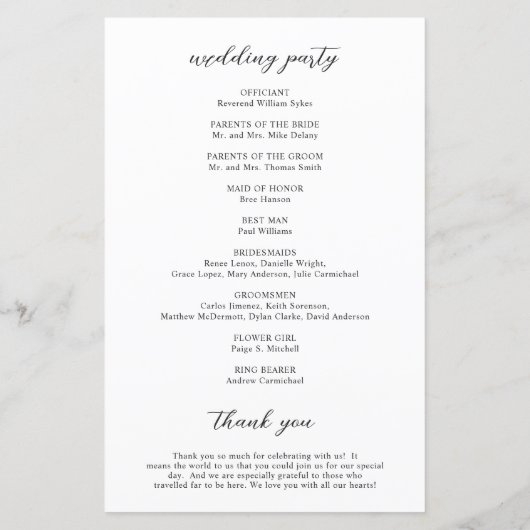 Sophia Photo Modern huwelijksprogramma (Achterkant)