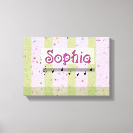 Sophia Pink Green Musical Name Canvas Afdruk (Voorkant)