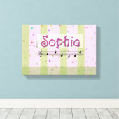 Sophia Pink Green Musical Name Canvas Afdruk (Insitu (Houten vloer))