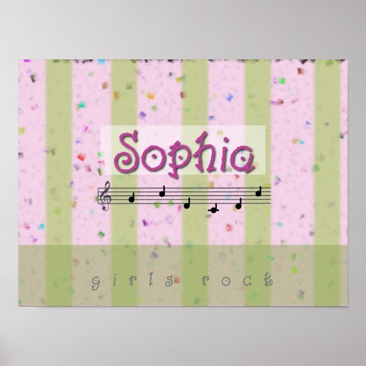 Sophia Pink Green Musical Name Poster (Voorkant)