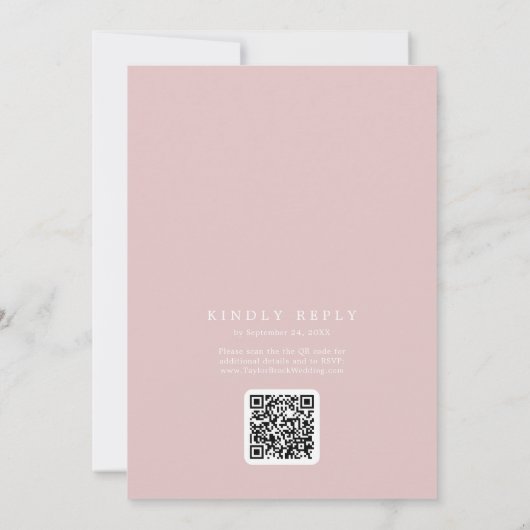 SOPHIA QR Code Chic Blush Pink Alles in één bruilo Kaart (Achterkant)