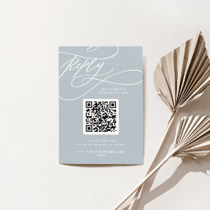 SOPHIA QR Code Coastal Blue Boho Chic Wedding RSVP Kaartje