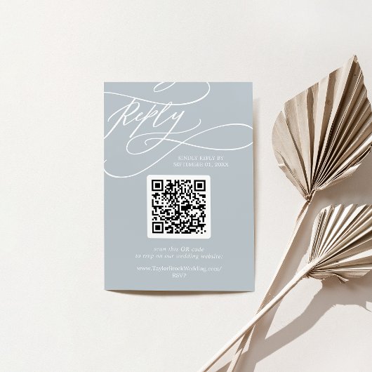 SOPHIA QR Code Coastal Blue Boho Chic Wedding RSVP Kaartje