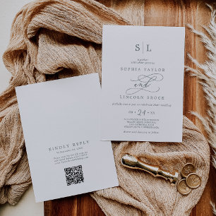 SOPHIA QR Code Groen Wit Boho Alles in één bruilof Kaart
