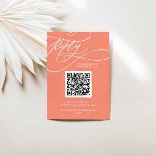 SOPHIA QR-code moderne strand helder koraal trouwd RSVP Kaartje