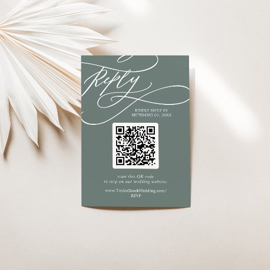 SOPHIA QR Code Tropisch Groene Bestemming Trouwen RSVP Kaartje