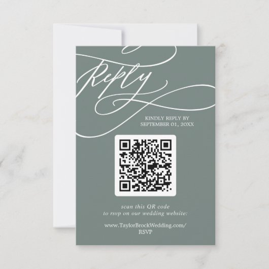SOPHIA QR Code Tropisch Groene Bestemming Trouwen RSVP Kaartje (Voorkant)