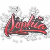 Sophia red Heart Graffiti Aufkleber Sticker (Voorkant)