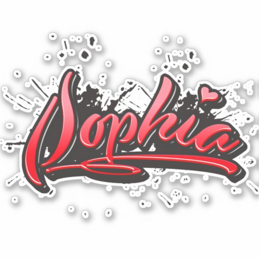 Sophia red Heart Graffiti Aufkleber Sticker (Voorkant)
