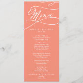 SOPHIA Romantisch Helder Koraal Zomer Huwelijk Menu (Voorkant)