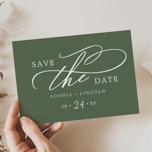 SOPHIA Rustic Woodland Olijfgroen QR Code Huwelijk Save The Date