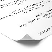 Sophia Simple Signature Drinken Wedding Sign Poster (Hoek)