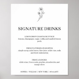 Sophia Simple Signature Drinken Wedding Sign Poster