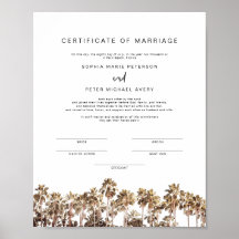 SOPHIA Tropical Beach Palm Marriage Certificate Po