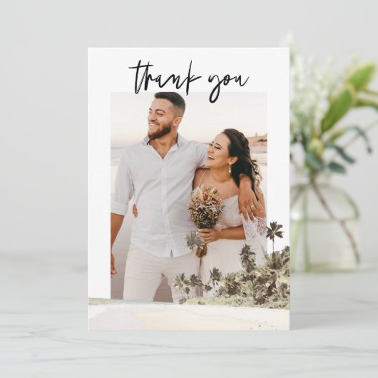 SOPHIA Tropische Palmboom Foto Trouw Dank Je Kaart (Staand voorkant)