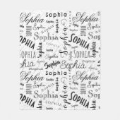 Sophia Typografie Zwart Wit Fleece Deken (Voorkant)