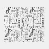 Sophia Typografie Zwart Wit Fleece Deken (Voorkant (Horizontaal))