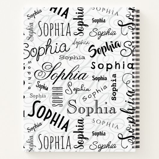 Sophia Typografie Zwart Wit Notitieboek (Achterkant)