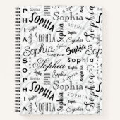 Sophia Typografie Zwart Wit Notitieboek (Voorkant)