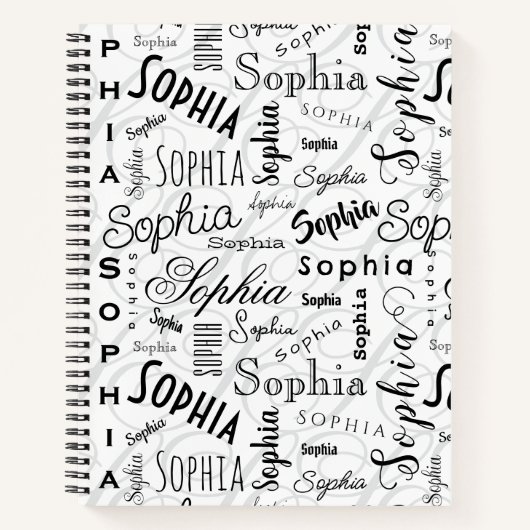 Sophia Typografie Zwart Wit Notitieboek (Voorkant)